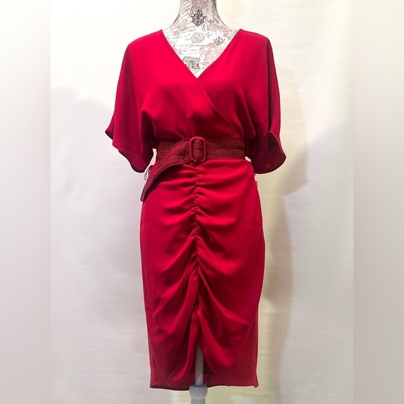 TRINA TURK Cranberry red ruched skirt dress size 8.‎ - Picture 6 of 16